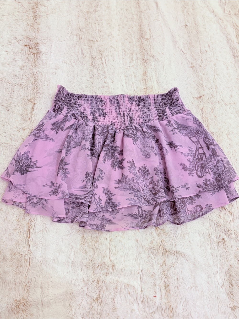 💜 Urban Outfitters Ciara Lilac Toile Ruffle Mini Skirt Y2K Fairycore Coquette - Picture 6 of 10